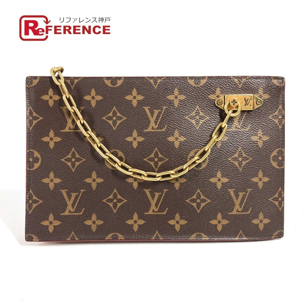 LOUIS VUITTON Monogram Chain Clutch Bag Clutch Canvas Brown
